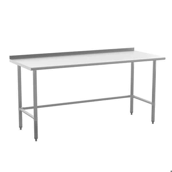 Flash Furniture Reese 430 Stainless Steel 18 Gauge Open Base Kitchen Prep and Work Table w/1.5-in Backsplash NH-WT-3072-OG-B1-5-GG - main